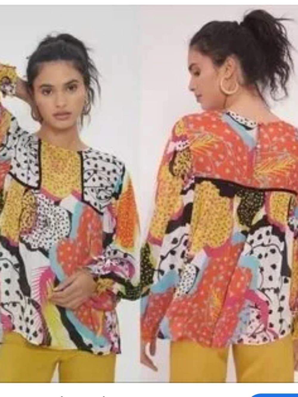 Anthropologie Bl-nk London Miranda bright colorblock printed Peasant Blouse  XS